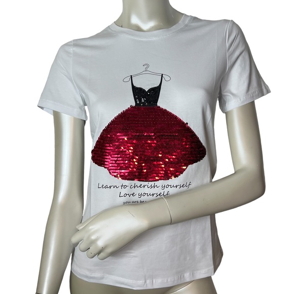 Over Apparel brand White Sequence T- Shirt - Picture 3 of 10